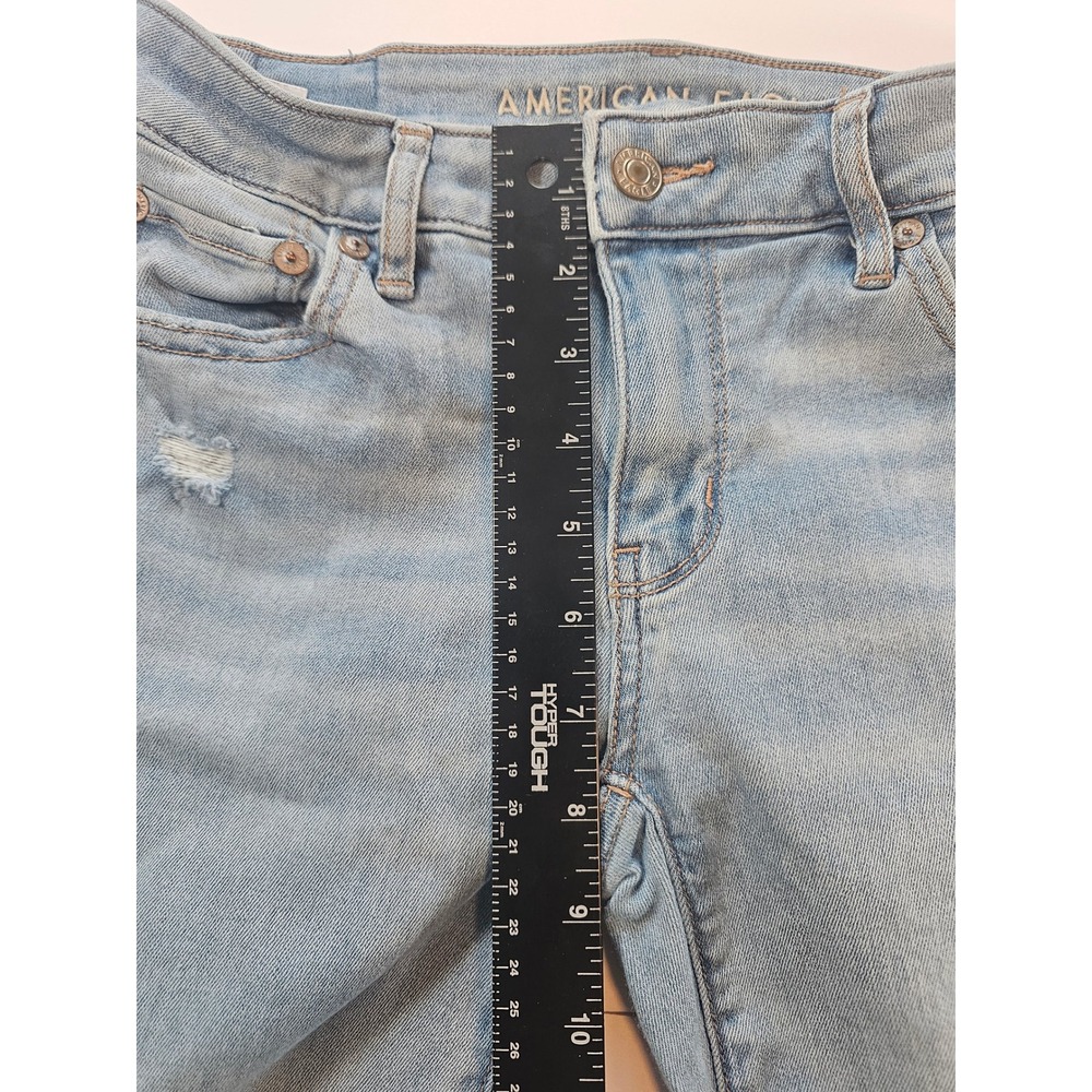 American Eagle Flare Jeans Womens 0 Blue Distressed Next Level Stretch Denim - Picture 7 of 7